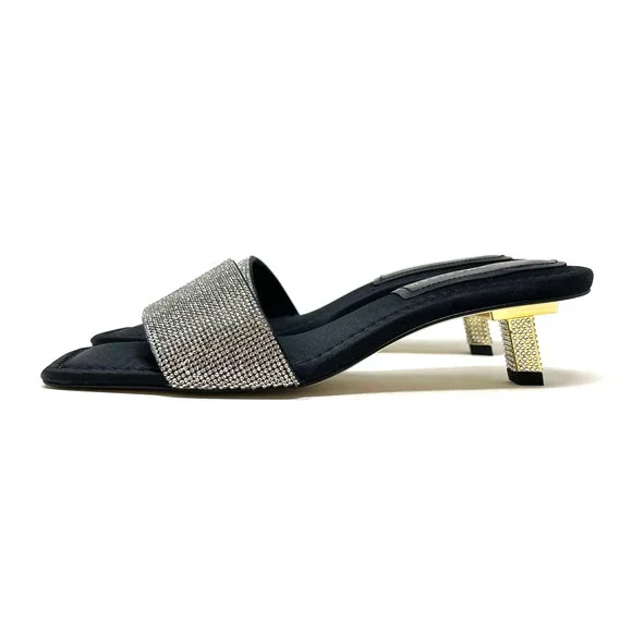 Good American Kickstand Slide Sandal Mules Black Diamond Size 8.5 GA117KD - Picture 7 of 12